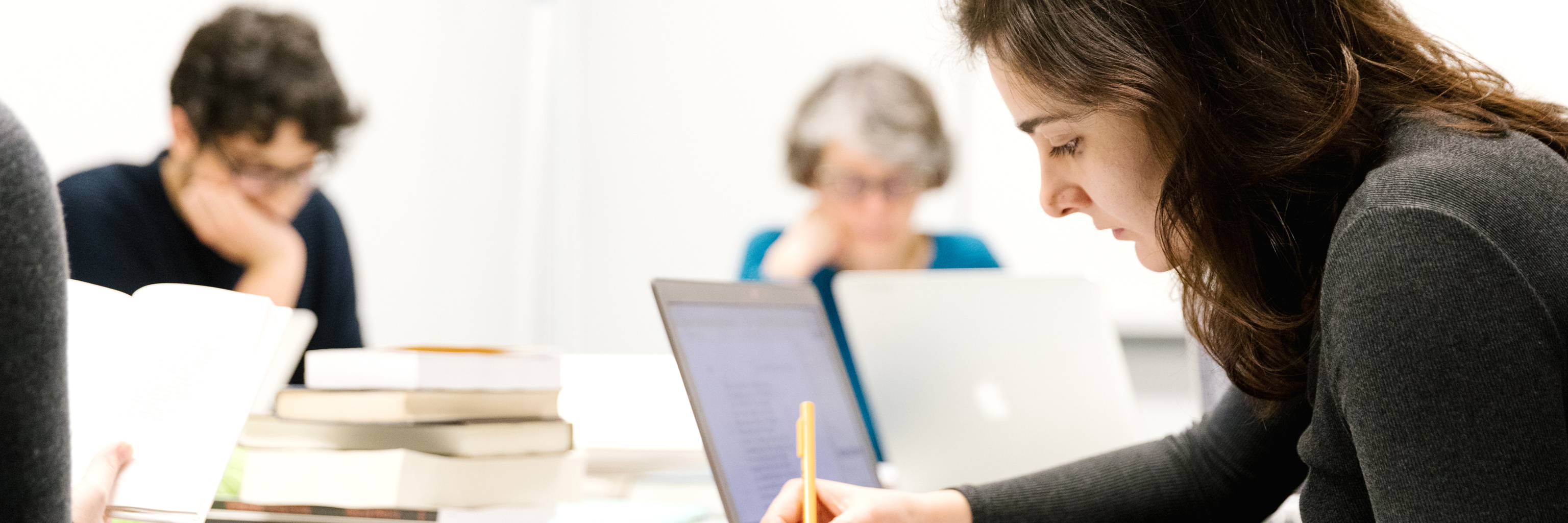 Student studies French on the Indiana University Bloomington campus. 