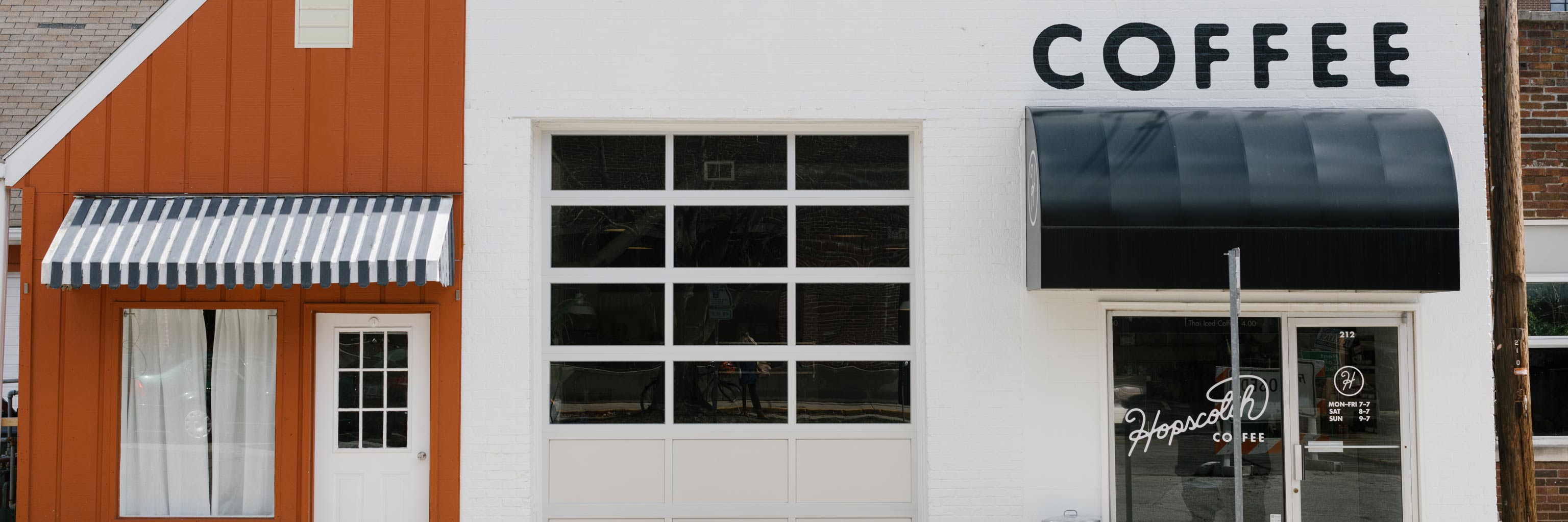 The local Hopscotch Coffee storefront in Bloomington Indiana.