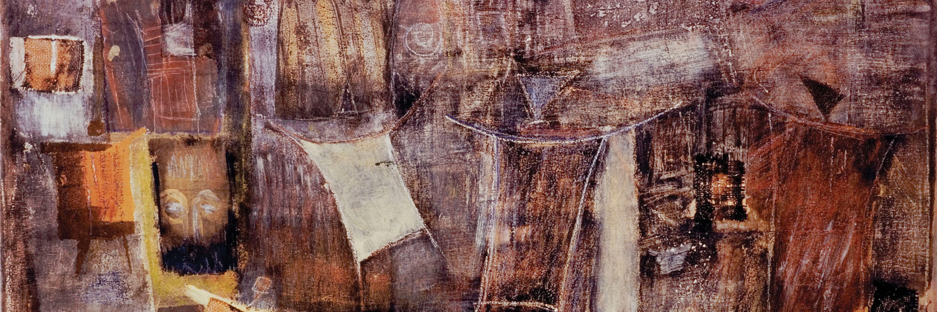 Kalidou Sy, Village, 2000. Acrylic, clay, and burlap on canvas