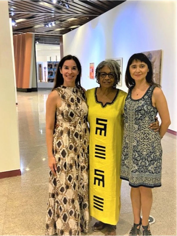 Prof. Panaïté (right) and Prof. Julien (center), with Prof. Joanna Grabski of IU at the Dakar Col- loquium in October 2022.
