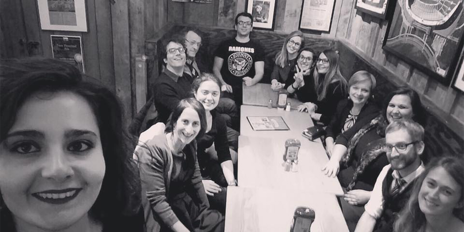 Italian graduate students relax at local watering hole, Bear’s Place, after another successful Circolo Italiano event.