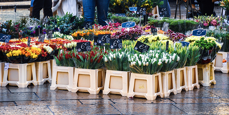 Flowers being sold on the streets of Aix-en-Provence, France.