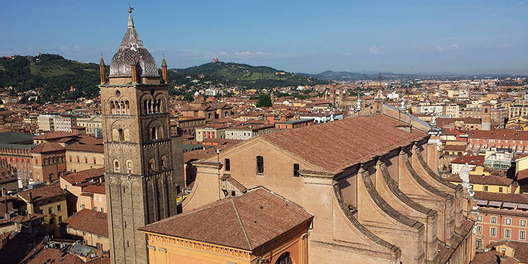 Aerial view of Bologna, Italy.